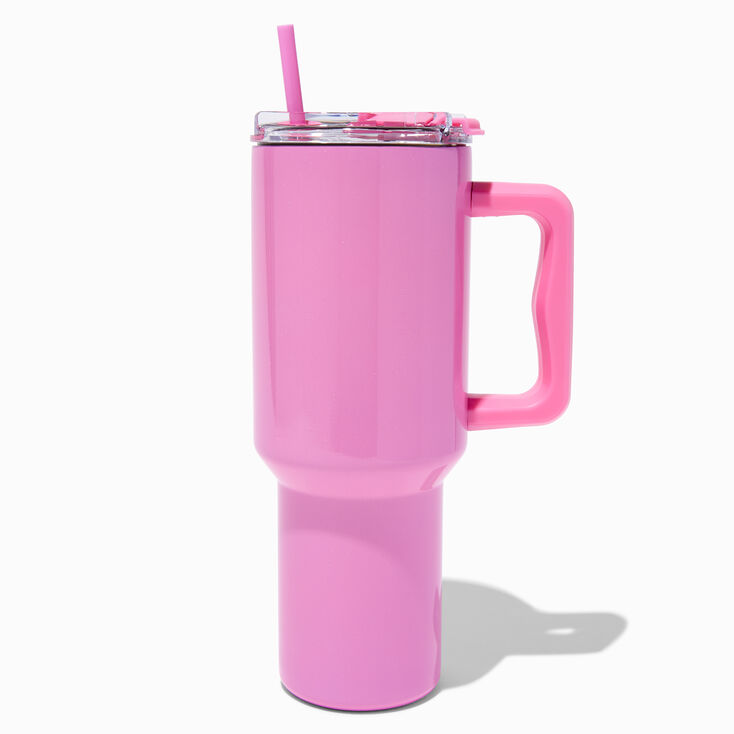 Pink Shimmer Stainless Steel Handled Tumbler,
