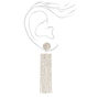 Silver Square Rhinestone Linear Fringe 3&quot; Drop Earrings,