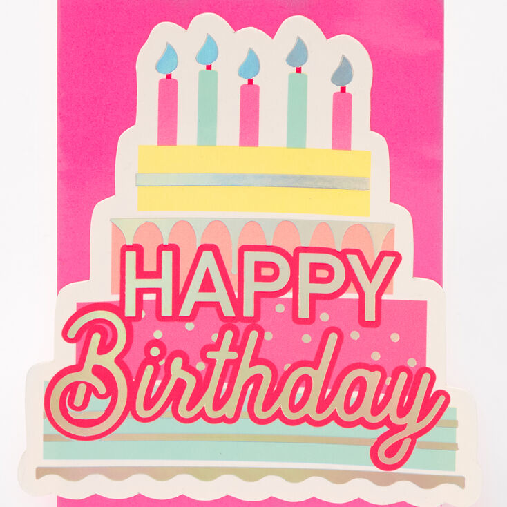 Small Happy Birthday Cake Gift Bag - Pink,