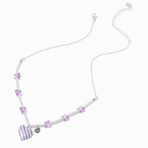 Best Friends Purple Heart &amp; Butterfly Pearl Beaded Pendant Necklaces - 2 Pack,