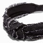 Frayed Look Black Denim Knotted Headband,