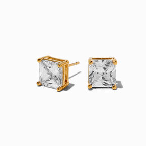 C LUXE by Claire&#39;s 18kt Gold Plated Cubic Zirconia 8mm Square Stud Earrings,