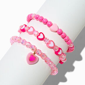 Pink Heart Stretch Bracelets - 3 Pack,
