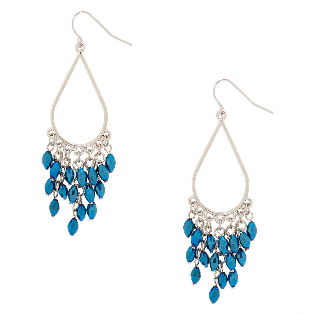 2.5" Beaded Chandelier Drop Earrings - Blue,