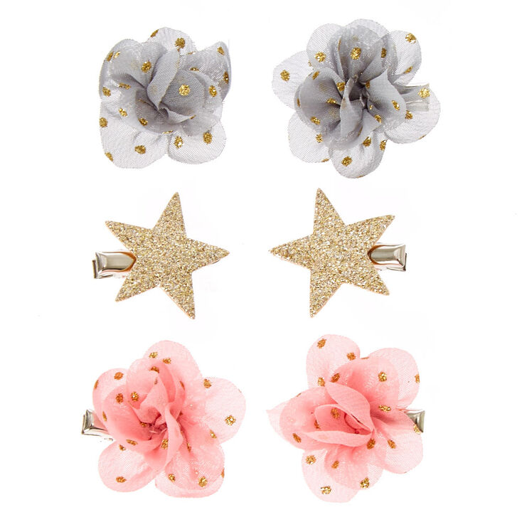 Claire&#39;s Club Chiffon Flower Hair Clips - 6 Pack,