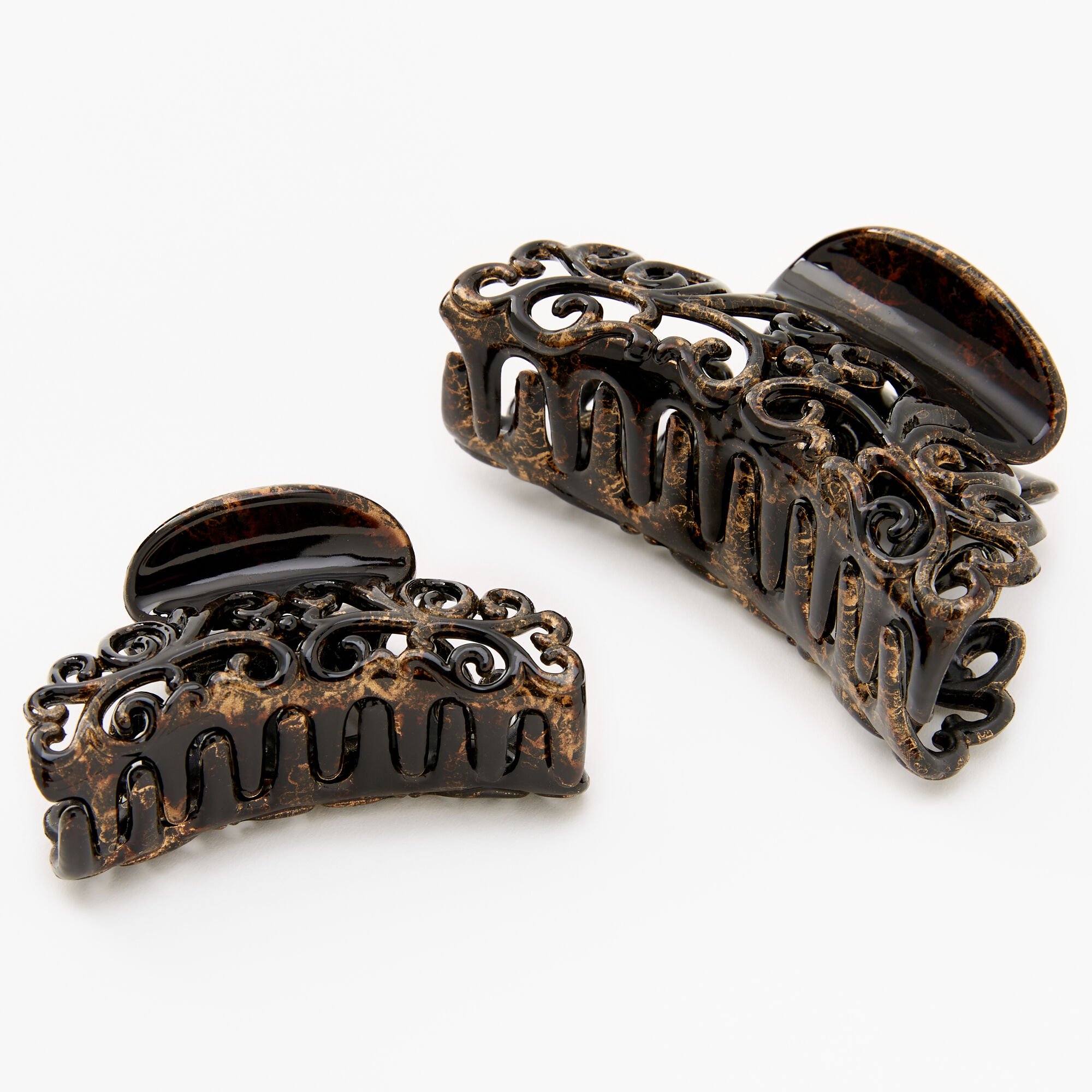 Filigree Oil Slick Hair Claws - Brown, 2 Pack,
