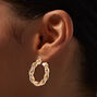 Gold-tone Chunky Twist 30mm Hoop Earrings ,