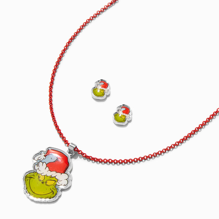 Dr. Seuss&trade; The Grinch Pendant Necklace &amp; Stud Earrings Set,