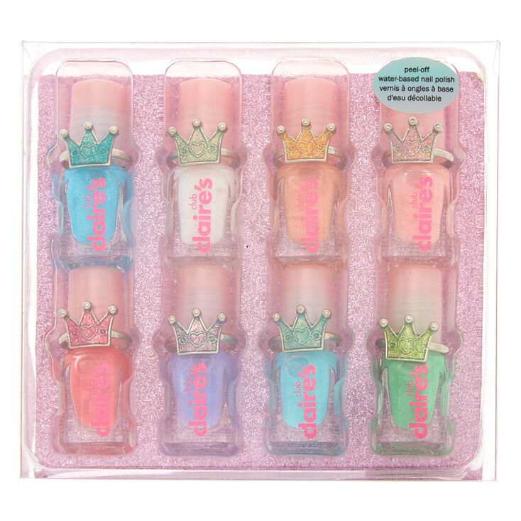 Claire&#39;s Club Nail Polish &amp; Crown Rings Set - 8 Pack,