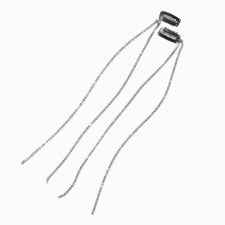Silver Rhinestone Faux Hair Clip In Extensions - 2 Pack,