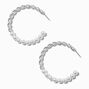 Silver-tone Twisted Pearl 50mm Hoop Earrings,