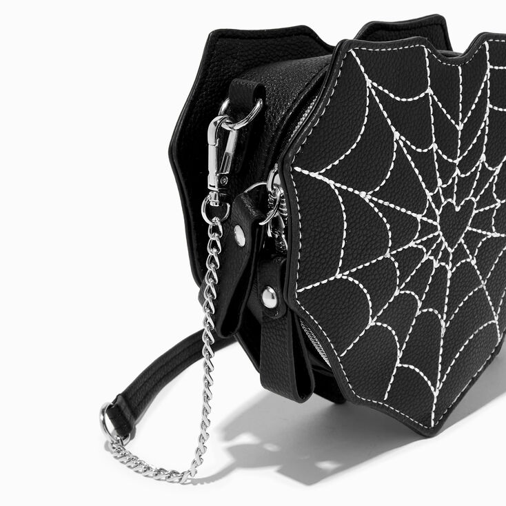 Black Spider Web Heart Shaped Crossbody Bag,