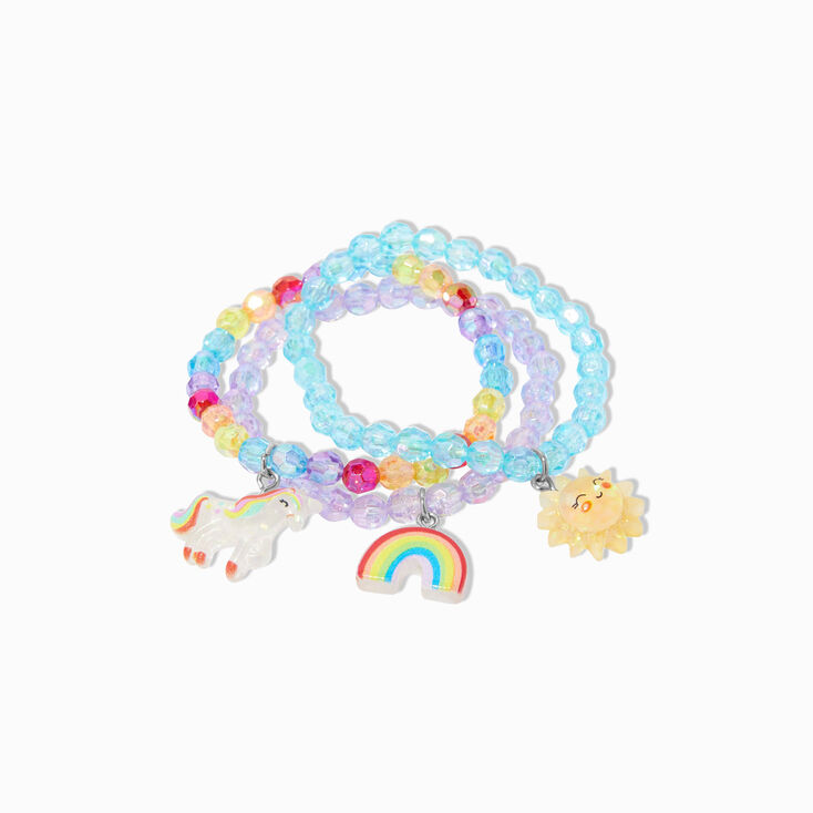 Claire&#39;s Club Charm Clear Beaded Stretch Bracelets - 3 Pack,
