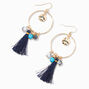 Gold Beads Blue Tassel 2&quot; Drop Earrings,