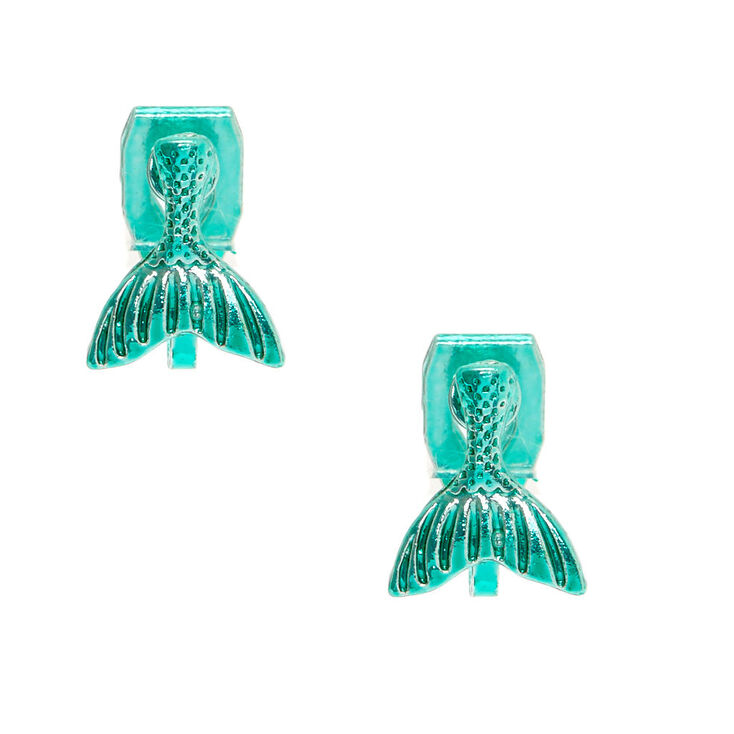 Turquoise Mermaid Tail Clip On Earrings,