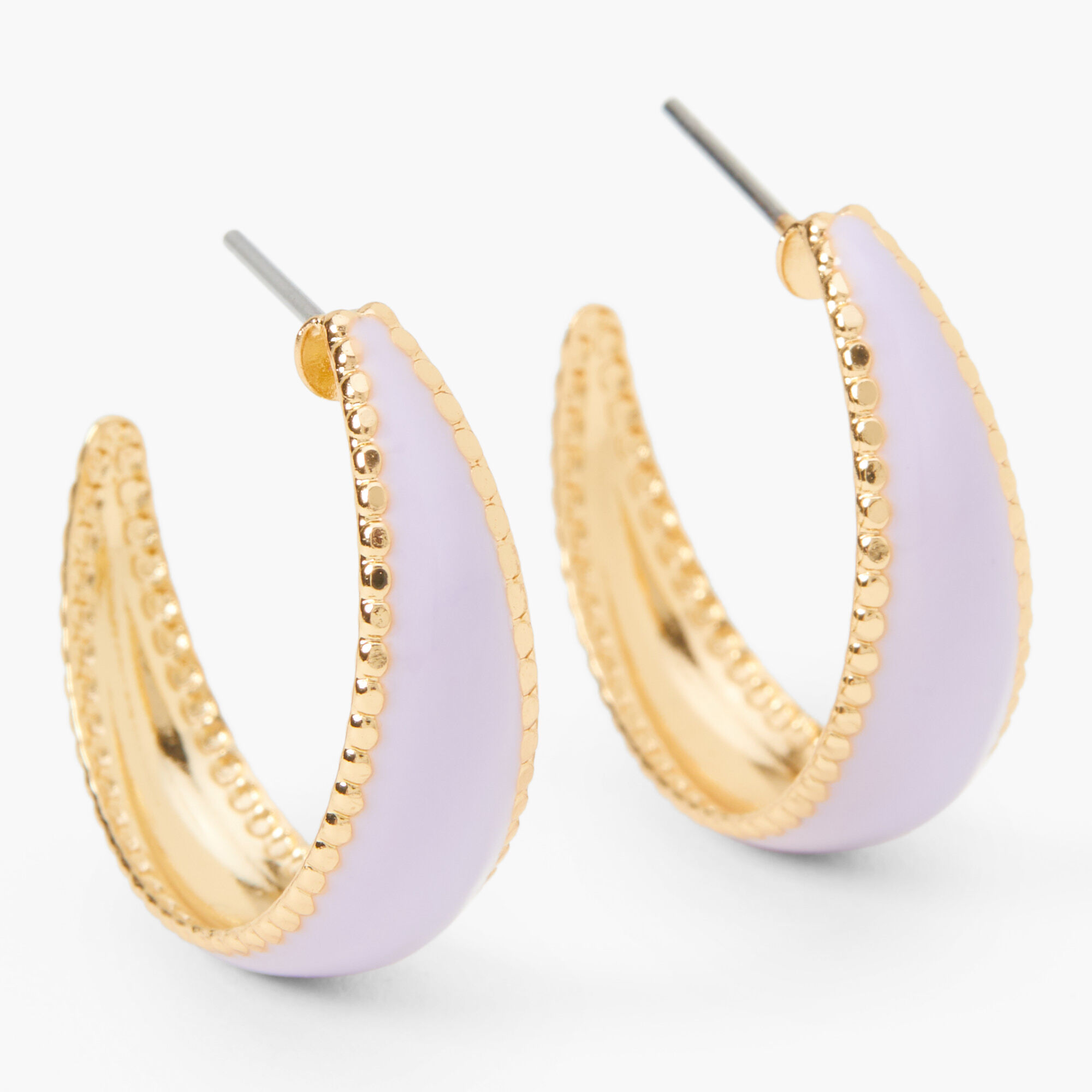 View Claires GoldTone 20MM Studded Hoop Earrings Purple information
