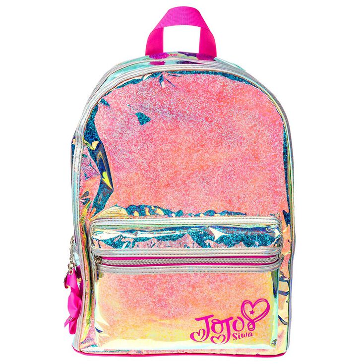 JoJo Siwa™ Bow Bow Holographic Glitter Backpack- Silver | Claire's