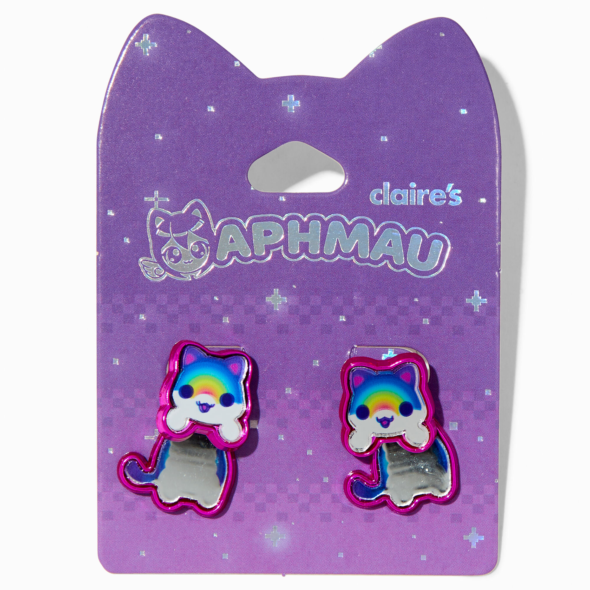 View Aphmau Claires Exclusive Cat Front Back Earrings Rainbow information