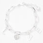 Silver L-O-V-E Charms Chain Link Bracelet,