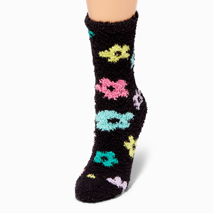 Flowers &amp; Blue Tie Dye Plush Slipper Socks - 2 Pack,