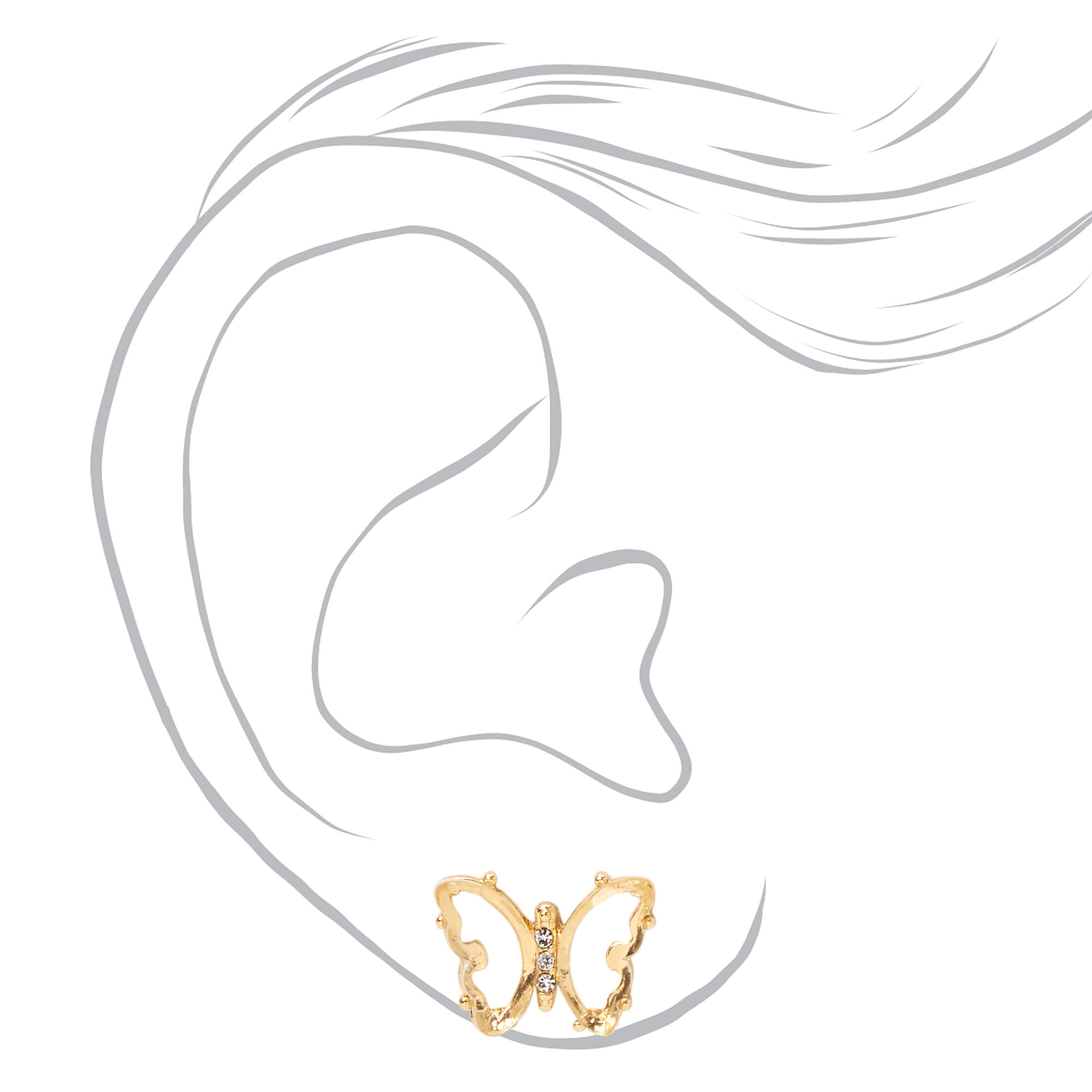 Rhinestone Butterfly Stud Earrings - Gold,