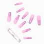 Pink Flame Tip Squareletto Vegan Faux Nail Set - 24 Pack,