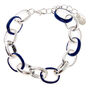 Silver Enamel Link Chain Bracelet - Blue,
