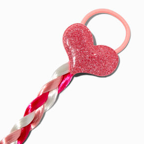 Claire&#39;s Club Pink Puffy Heart Faux Hair Tie,