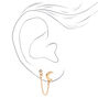 Gold Crescent Moon Crystal Connector Chain Stud Earrings,