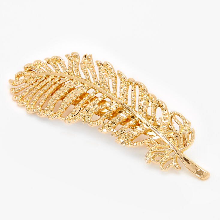 Gold Palm Leaf Hair Barrette,