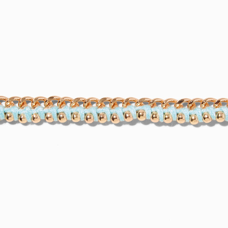 Gold-tone &amp; Blue Chunky Woven Chain Bracelet,