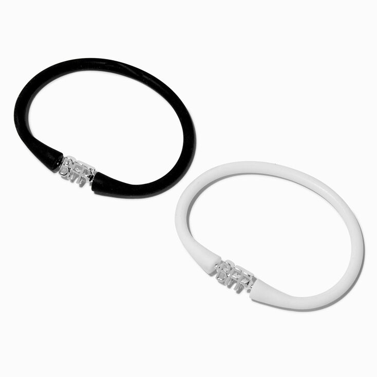Bracelets en silicone BFF noir et blanc best friends - Lot de 2,