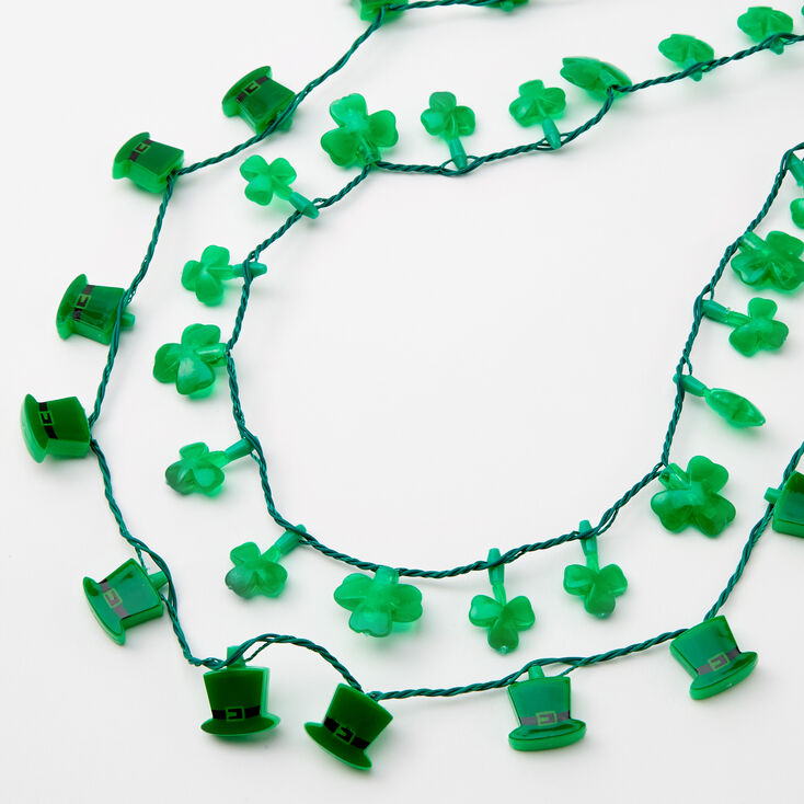 Shamrock Light-Up Necklaces - Green, 2 Pack,