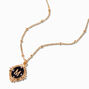 Gold Antiqued Medallion Initial Pendant Necklace - M,