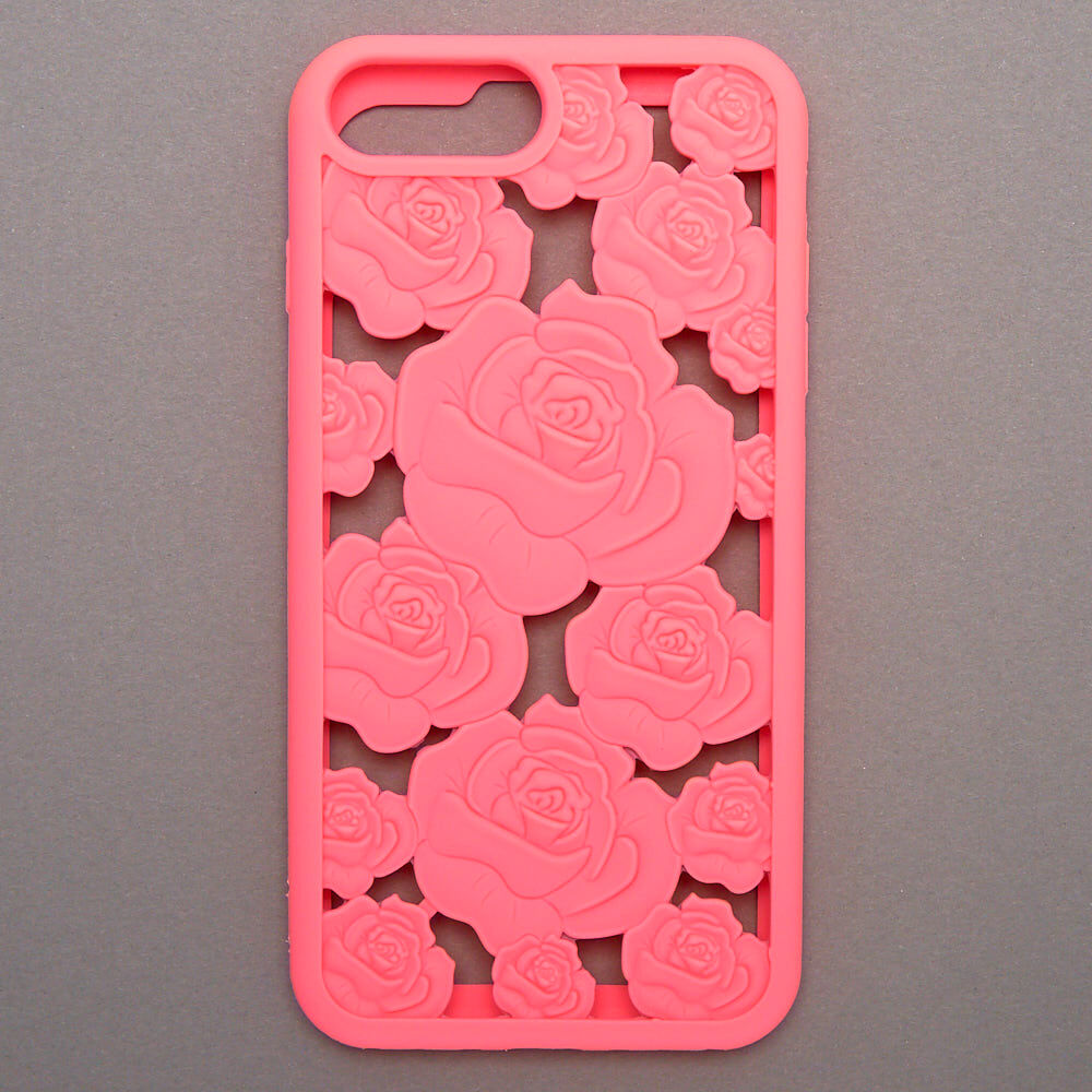 Coral Floral Cut Out Silicone Phone Case - Fits iPhone 6/7/8 Plus,
