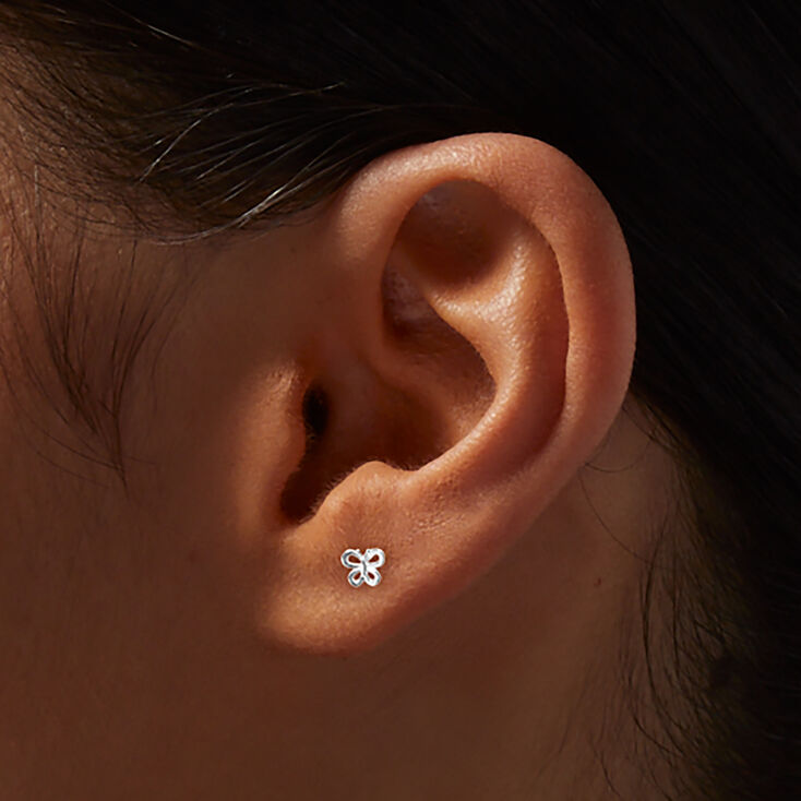 C LUXE by Claire&#39;s Sterling Silver Cubic Zirconia 10mm Round Butterfly Stud Earrings,