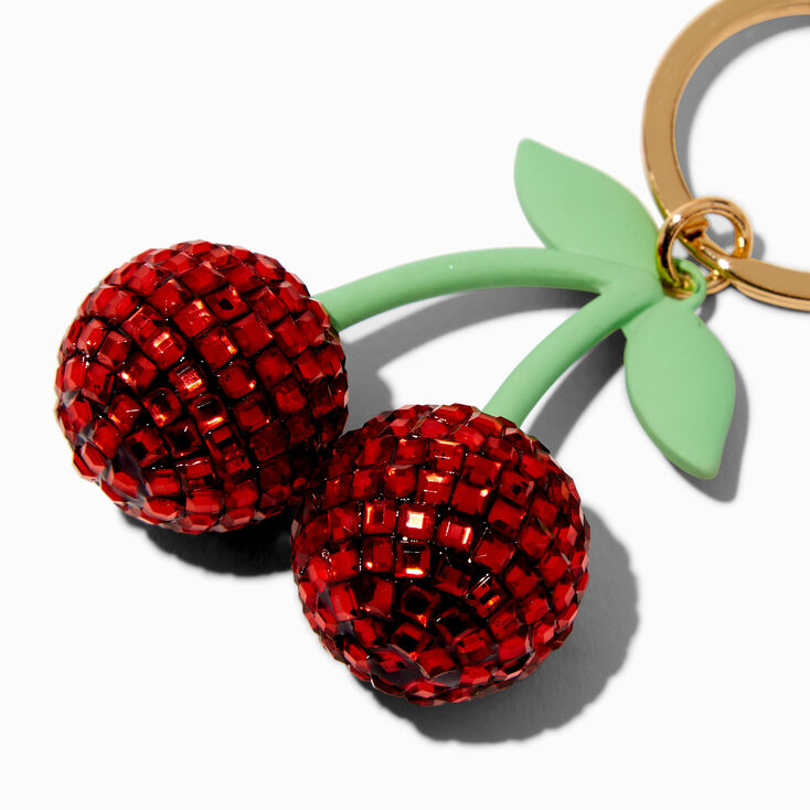 Embellished Cherries Gold-tone Keychain,
