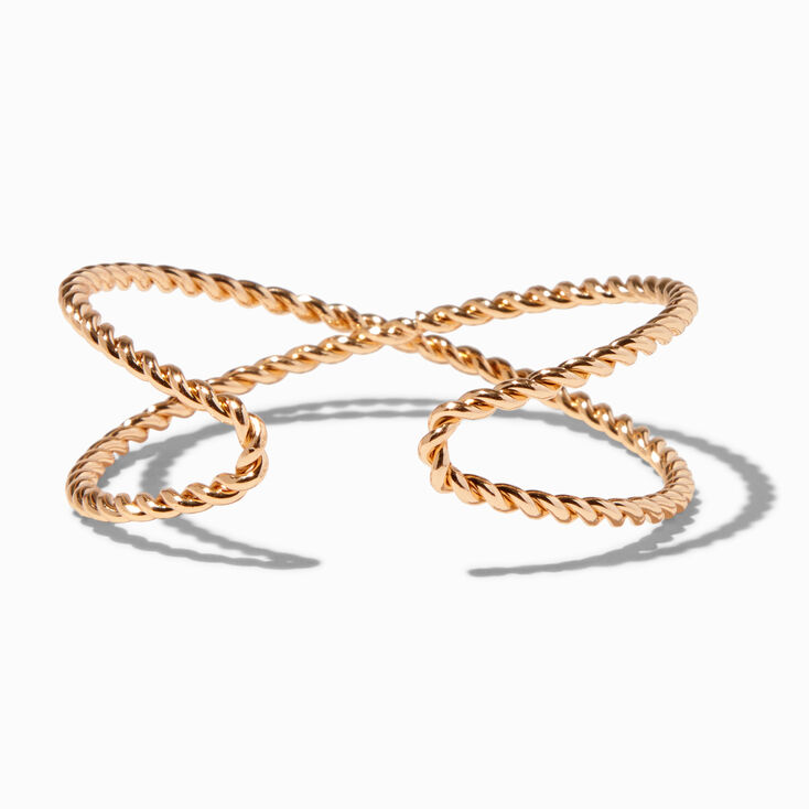 Gold-tone Twisted Rope X Cuff Bracelet
