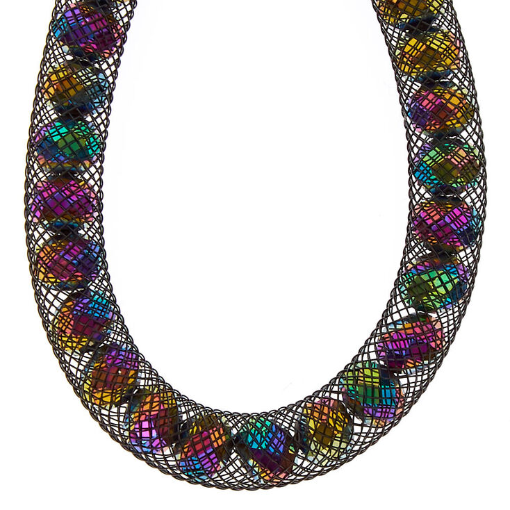Mesh Crystal Loop Keychain Bracelet - Black,