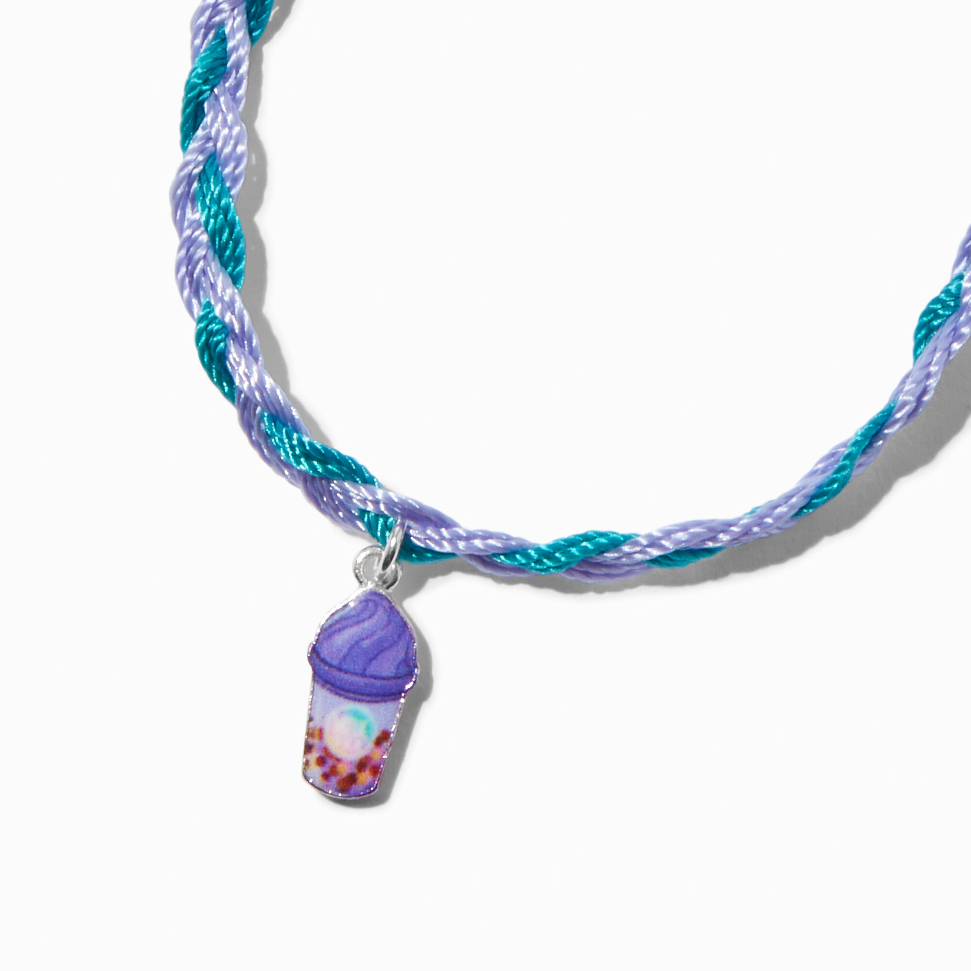 Bracelet réglable tressé breloque frappuccino,