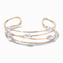 Gold-tone Pearl Station Wire Cuff Bracelet,