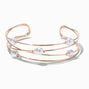 Gold-tone Pearl Station Wire Cuff Bracelet,