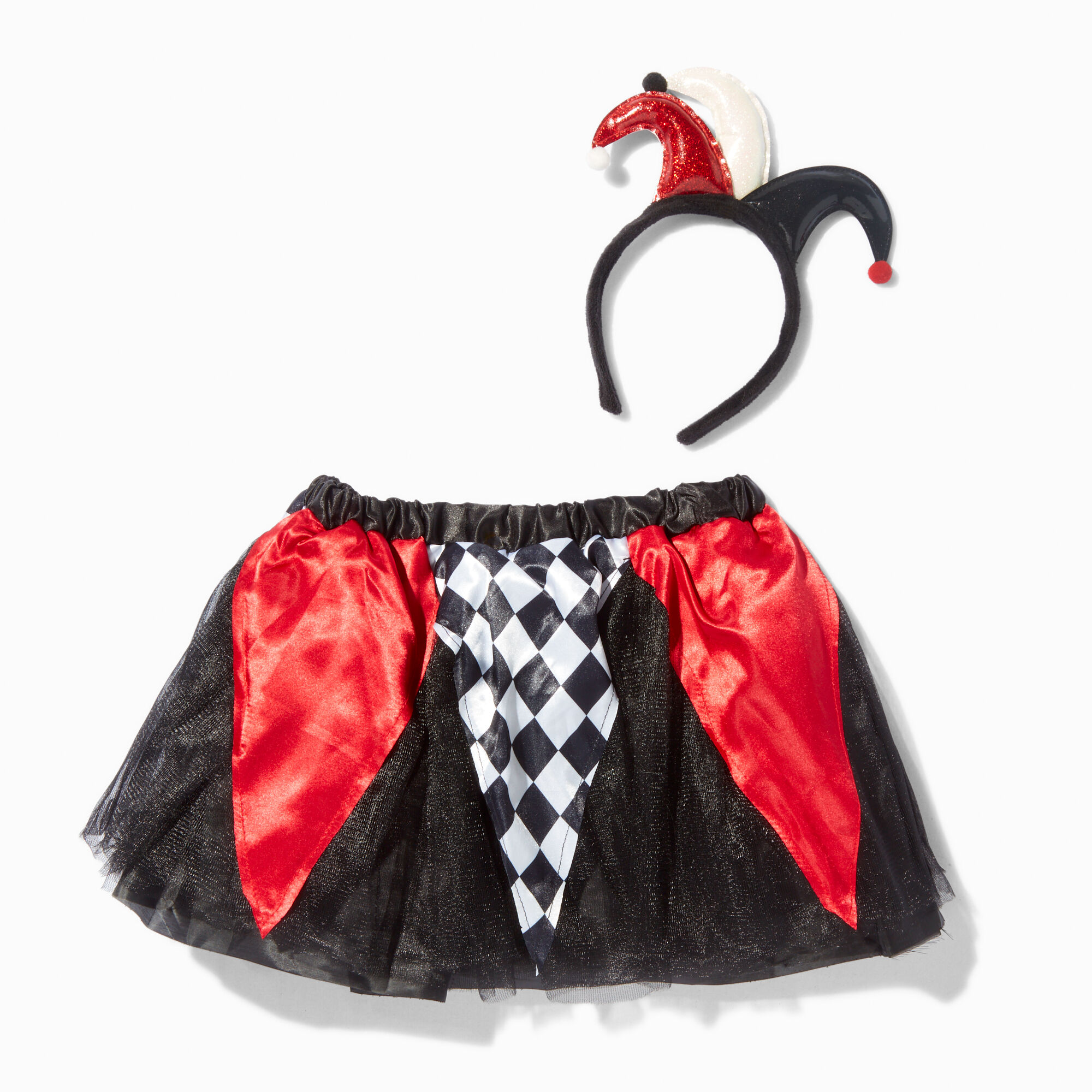 Claire's Ensemble de costume de bouffon noir et rouge - Lot de 2