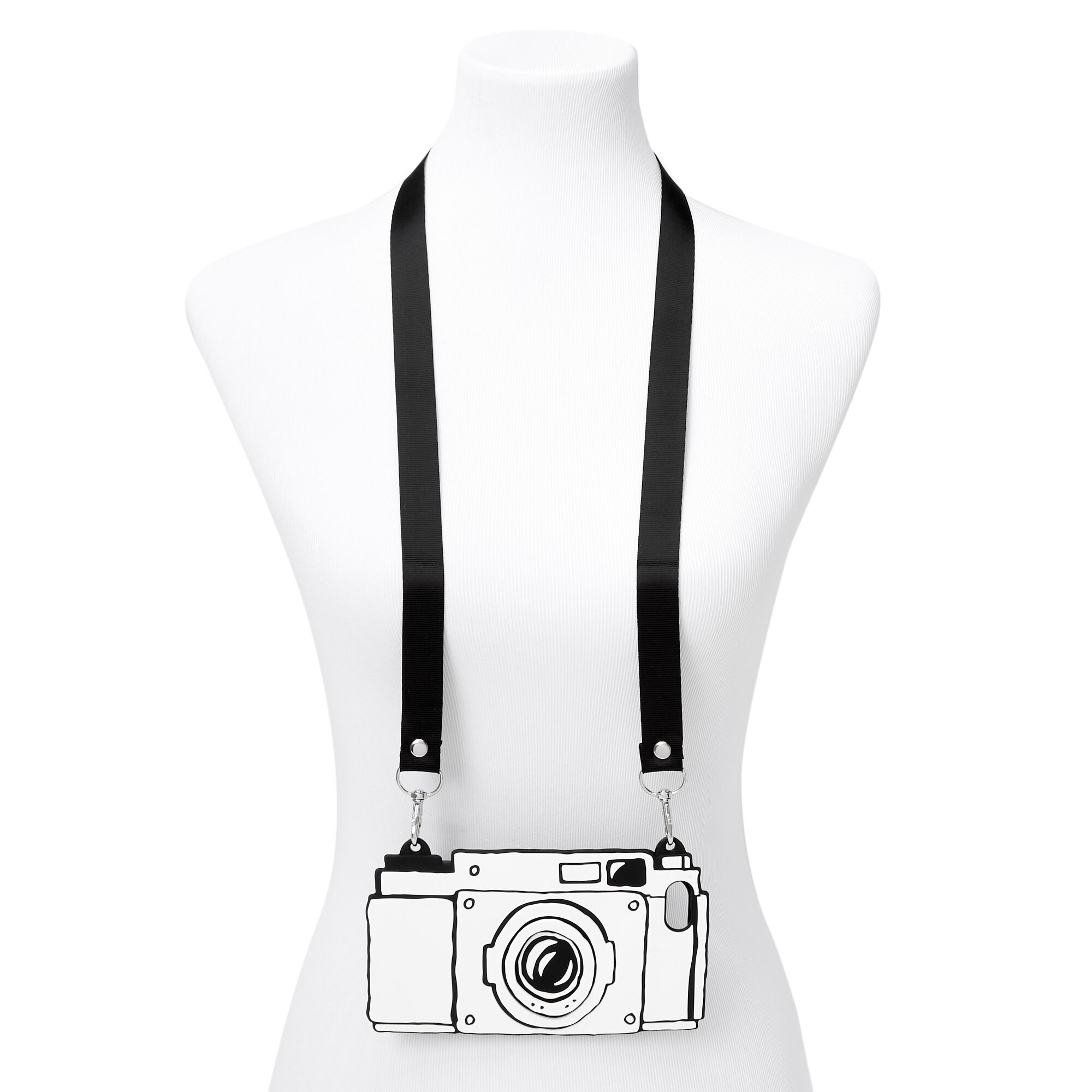 Black & White Camera Silicone Phone Case with Lanyard - Fits iPhone 6/7/8 SE,