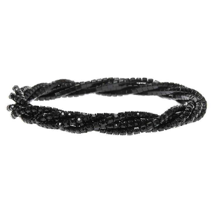 Claire's Bracelet élastique torsadé en strass - Noir