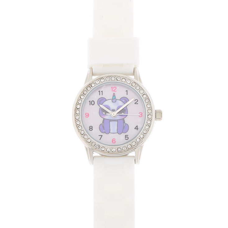 Claire's Montre en silicone blanc Charlie le panda