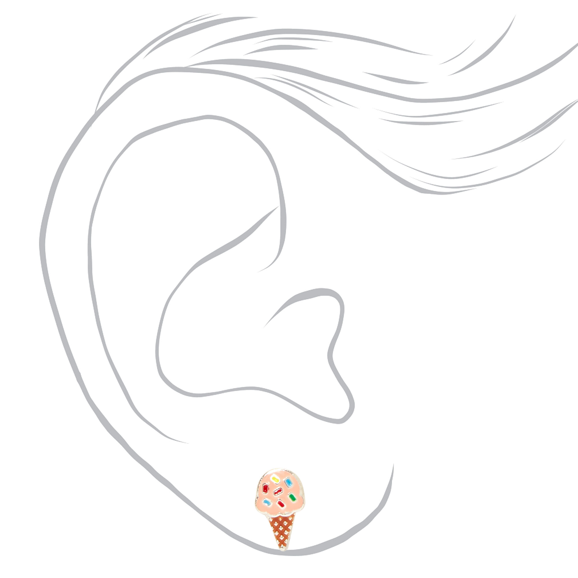Silver Dessert Stud Earrings - 3 Pack,