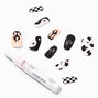 Black &amp; White Yin Yang Coffin Vegan Faux Nail Set - 24 Pack,