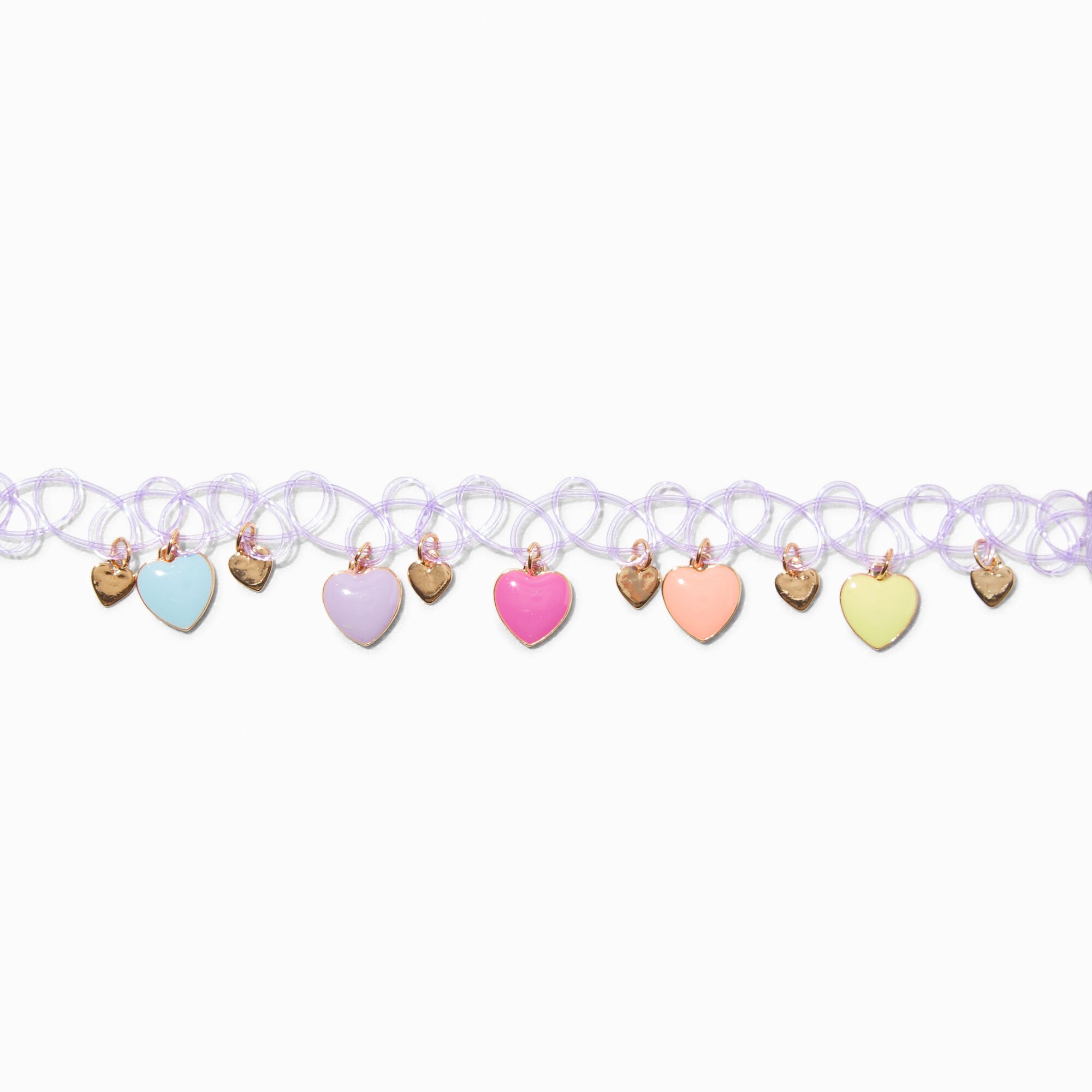 Heart Charm Tattoo Choker Necklace,