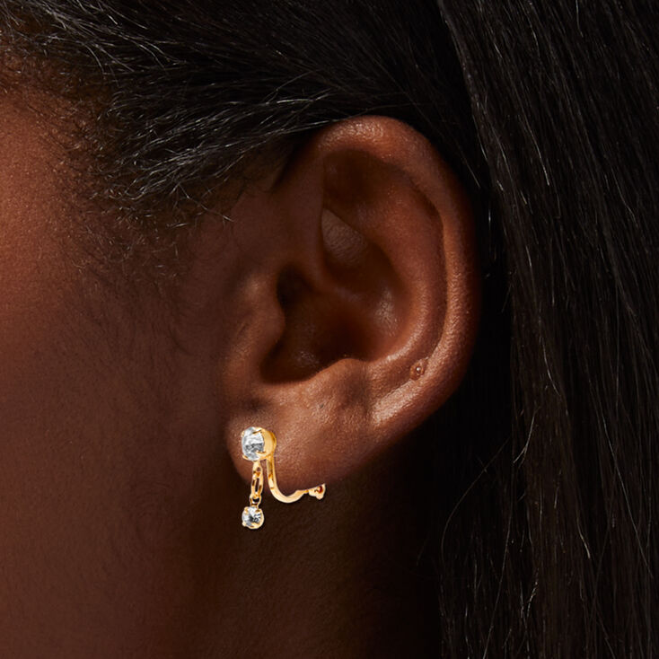 Gold Crystal Clip-On Earrings - 3 Pack | Claire's US